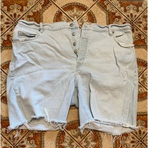 Old Navy. Size 22. Jean shorts. Cut offs. Light blue w some distressing.Button f